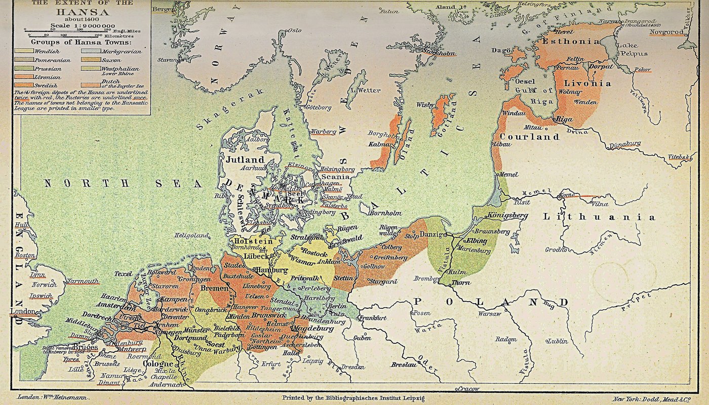 Map of the Hanseatic League trade network