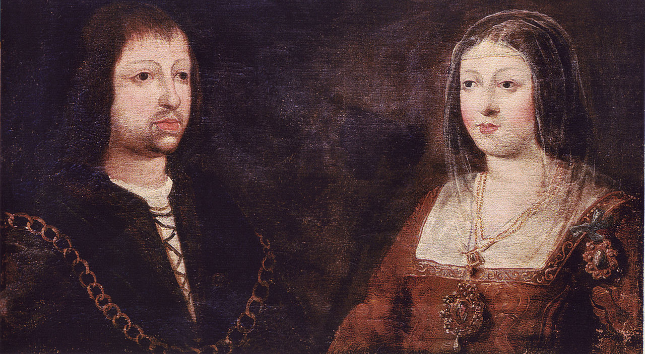 Image of Ferdinand and Isabella or a map of Castile and Aragon