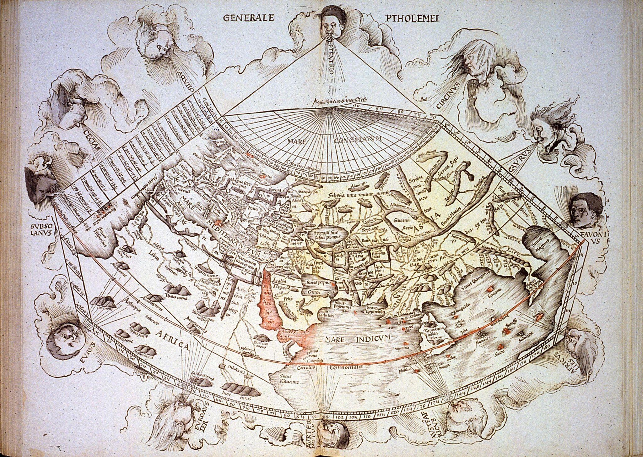 Portolan chart, Ptolemaic map, or Renaissance cartographic image