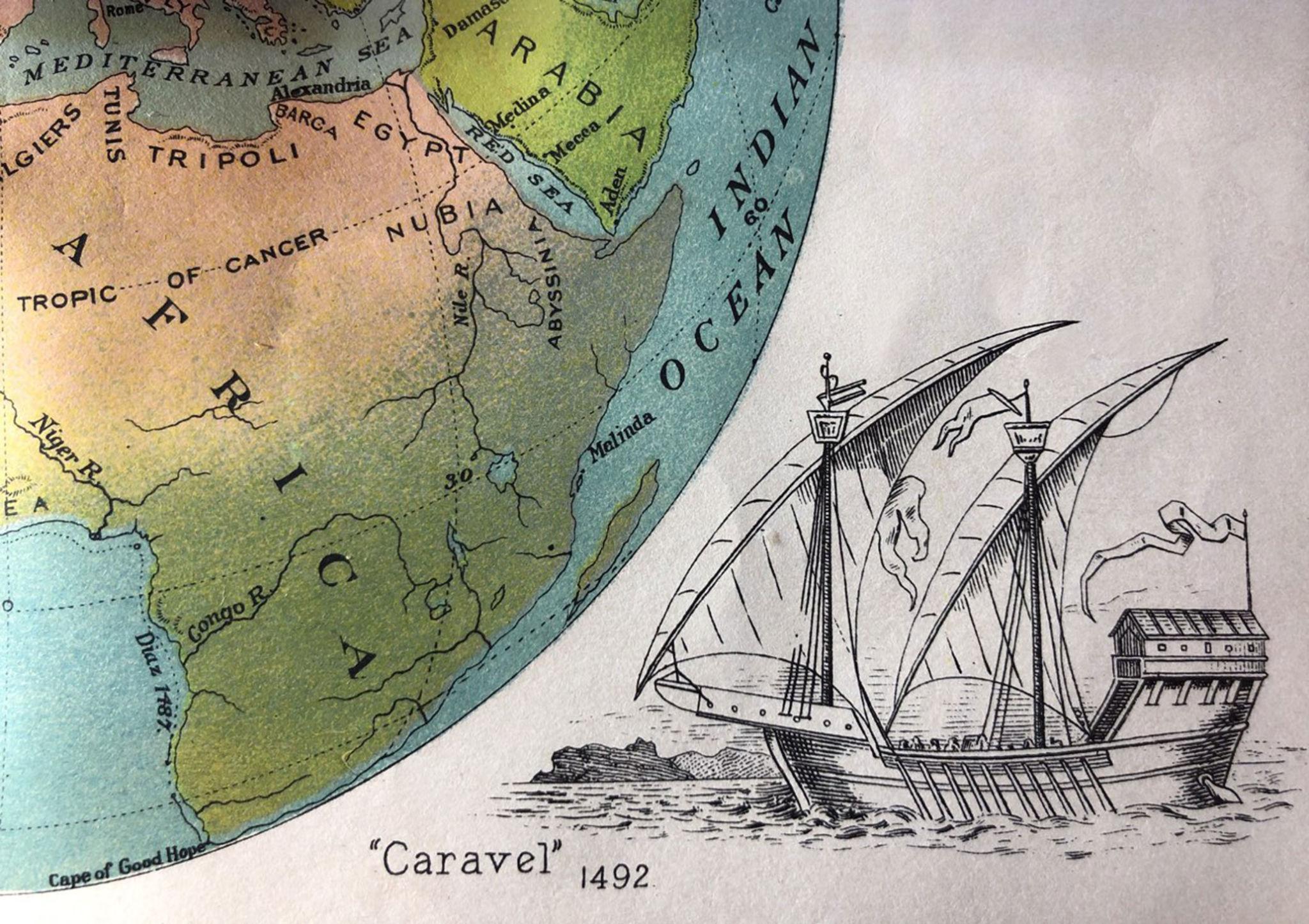 Voyage, ship, or global map representing the beginning of European expansion