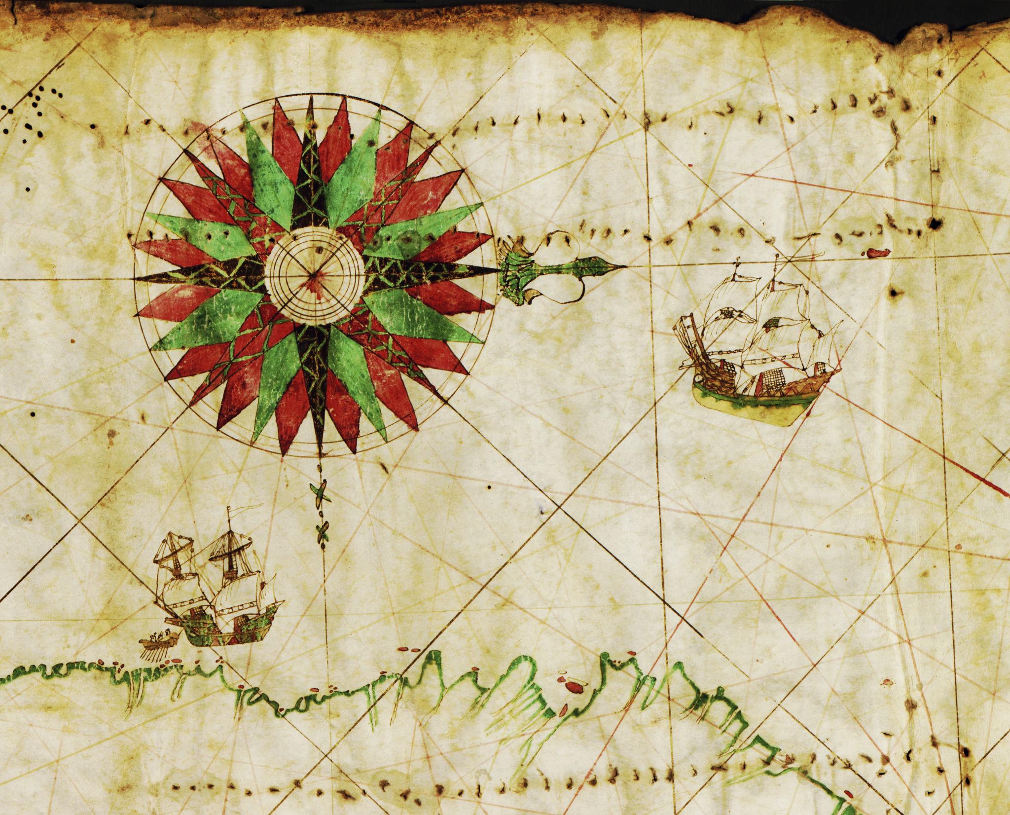 Portolan chart, navigational map, or maritime planning image connected to early European expansion